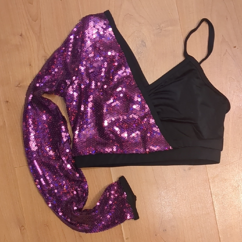Balera Asymmetrical Black and Purple Sequin Camisole